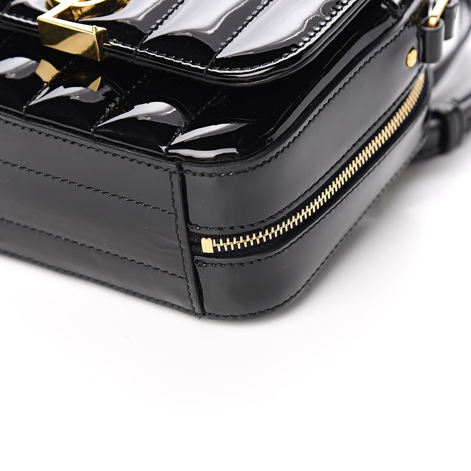 Saint Laurent Patent Matelasse Monogram Toy Vicky Camera Bag Black 9 of 11