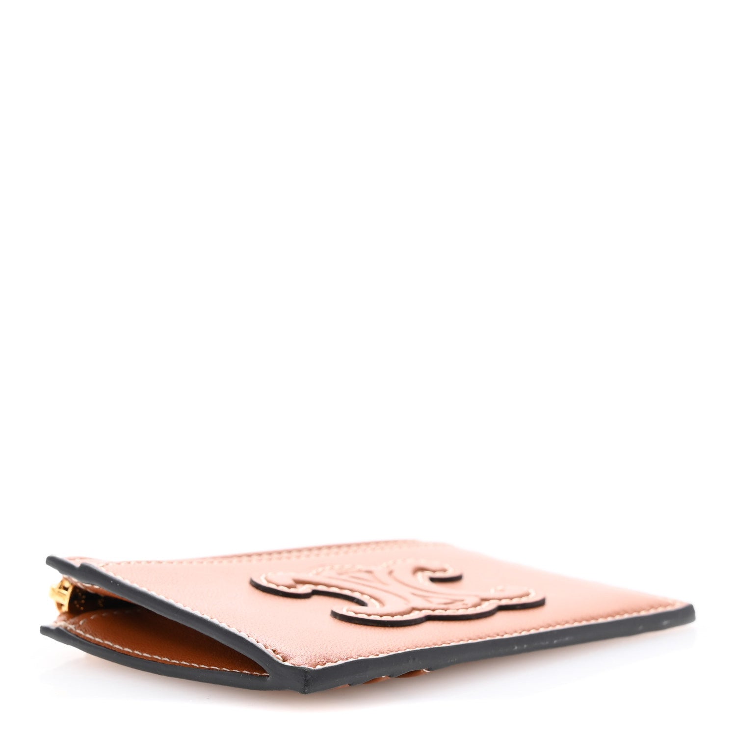 Celine Triomphe Calfskin Zipped Card Holder Tan 4 of 10