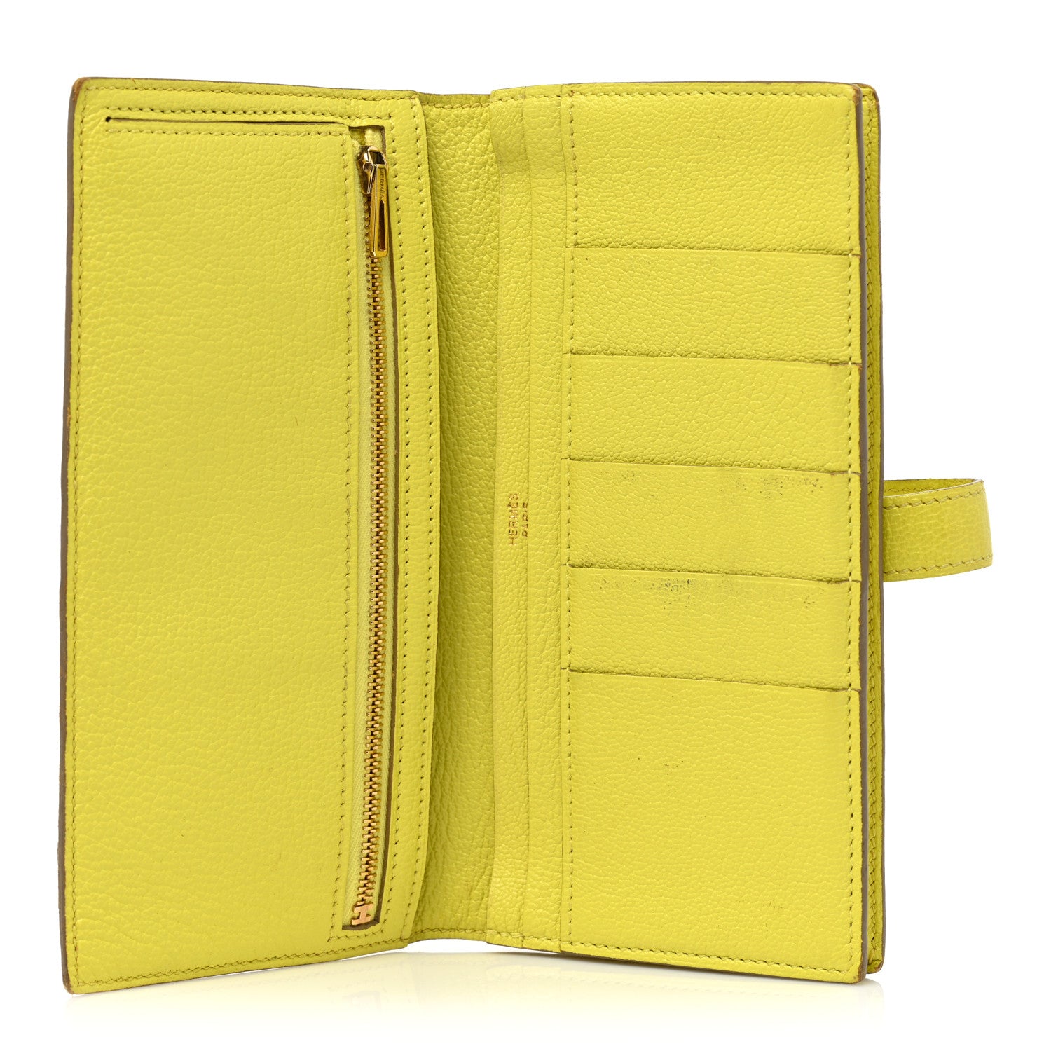 Hermes Chevre Mysore Bearn Gusset Wallet Lime 5 of 15