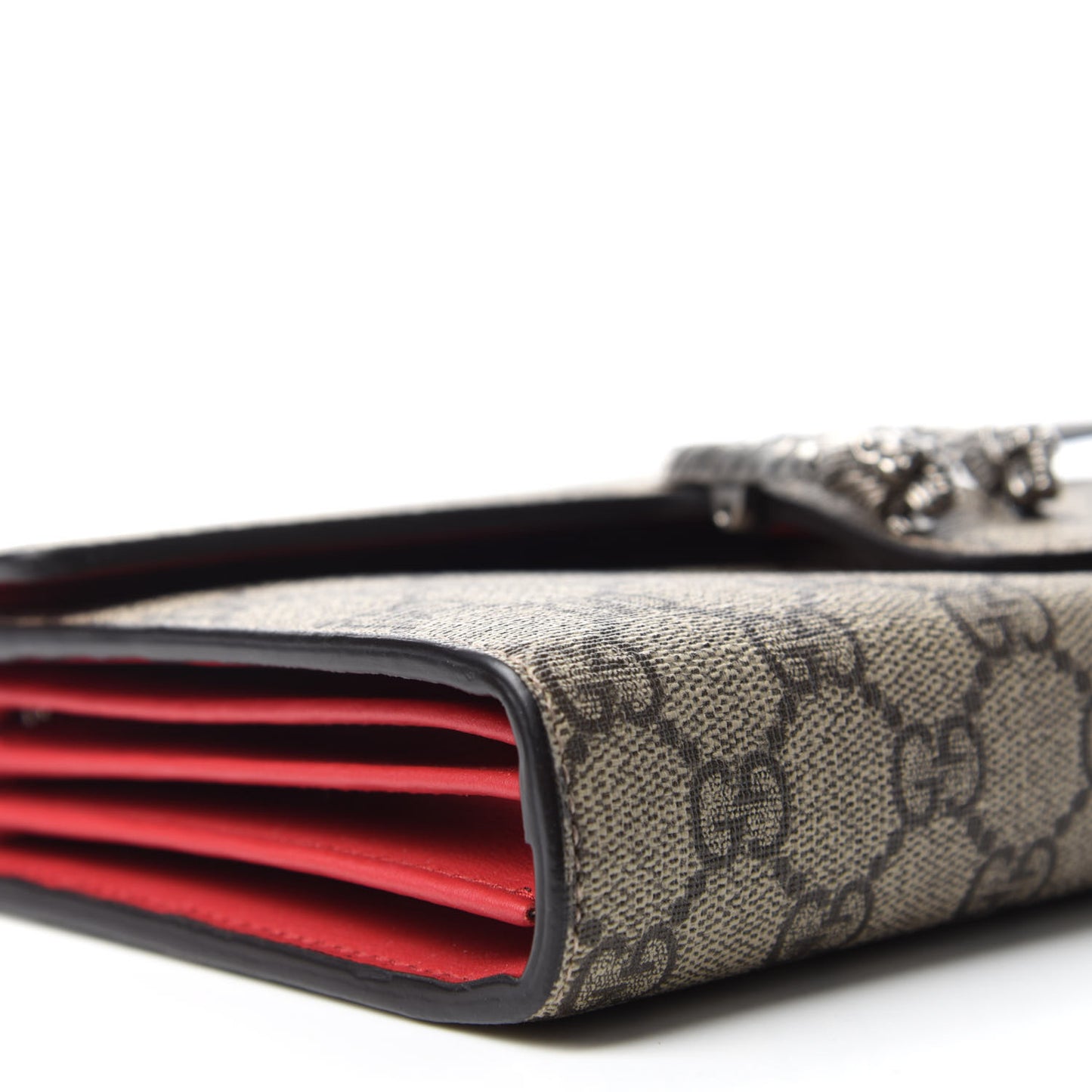 GG Supreme Monogram Mini Dionysus Chain Wallet Beige Vulcanic Red