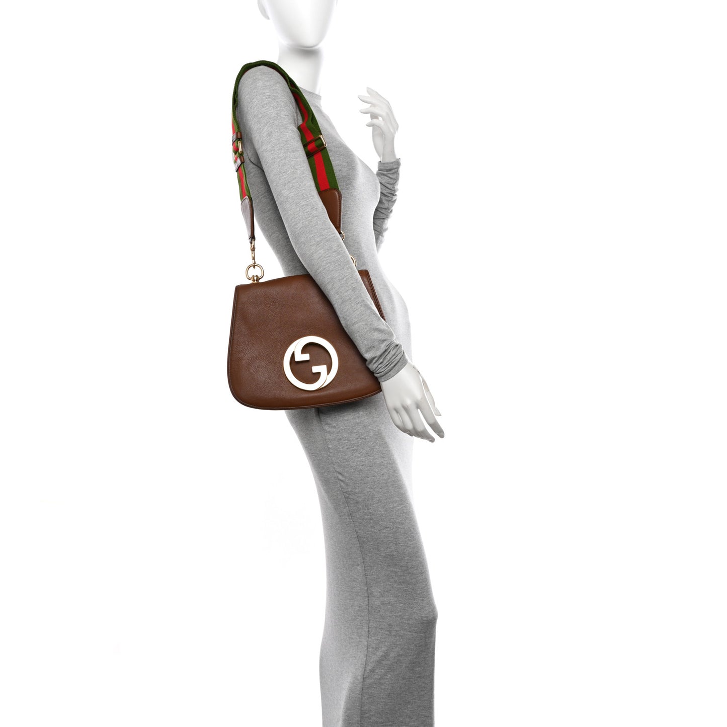 Roxy Calfskin Web Medium Blondie Shoulder Flap Bag Cuir