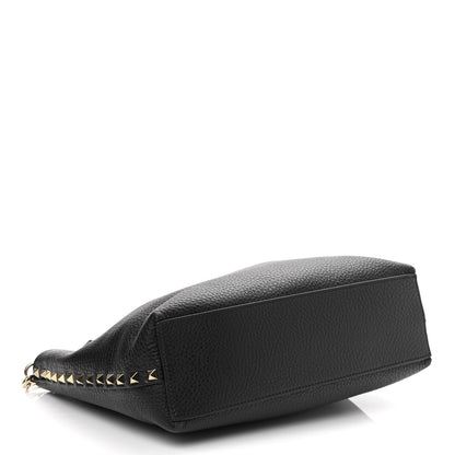 Valentino Garavani Grained Calfskin Small Rockstud Flip Lock Tote Black Rose Quartz 5 of 10