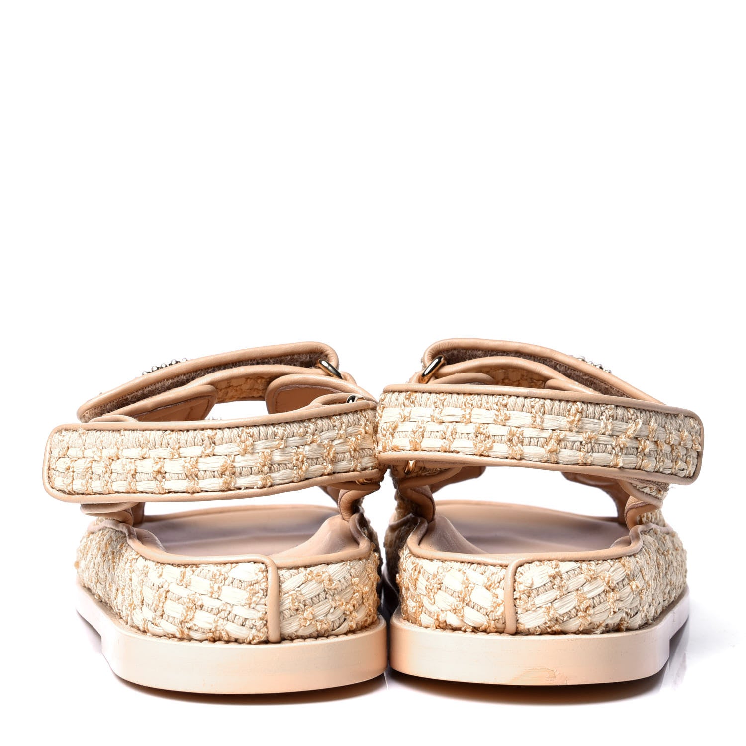 Chanel Braided Fabric Velcro Dad Sandals 35.5 Beige 4 of 6