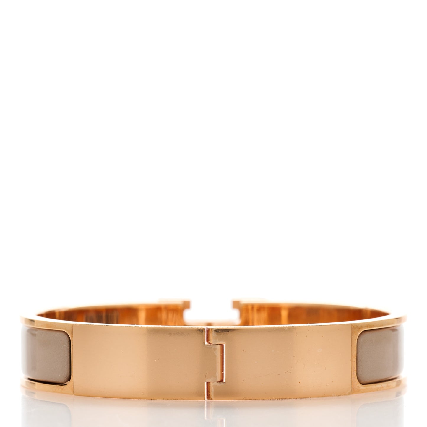 Enamel Narrow Clic Clac H Bracelet GM Marron Glace