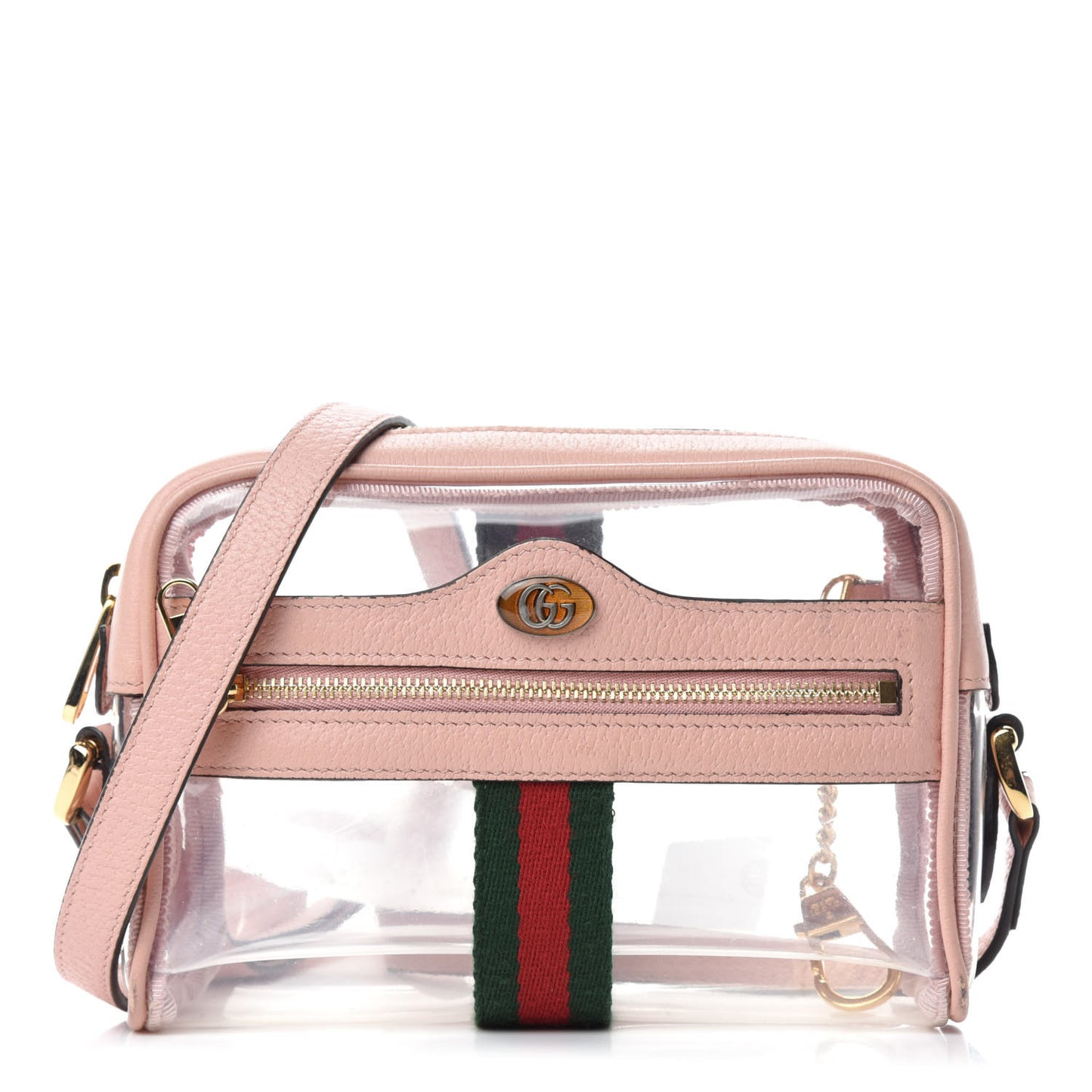Vinyl Web Mini Ophidia Transparent Shoulder Bag Perfect Pink