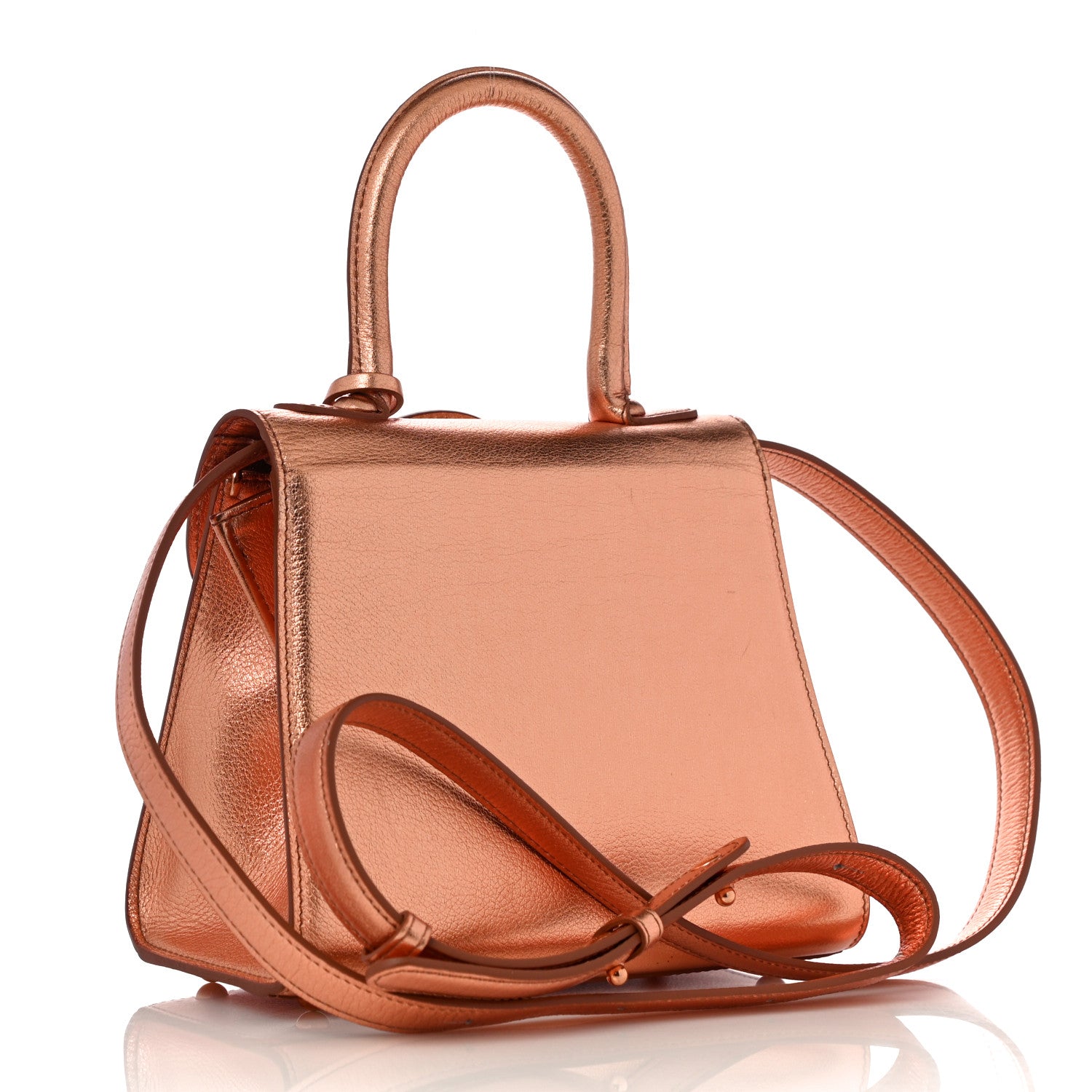 Delvaux Metallic Calfskin Studded Mini Brillant Satchel Copper 4 of 12