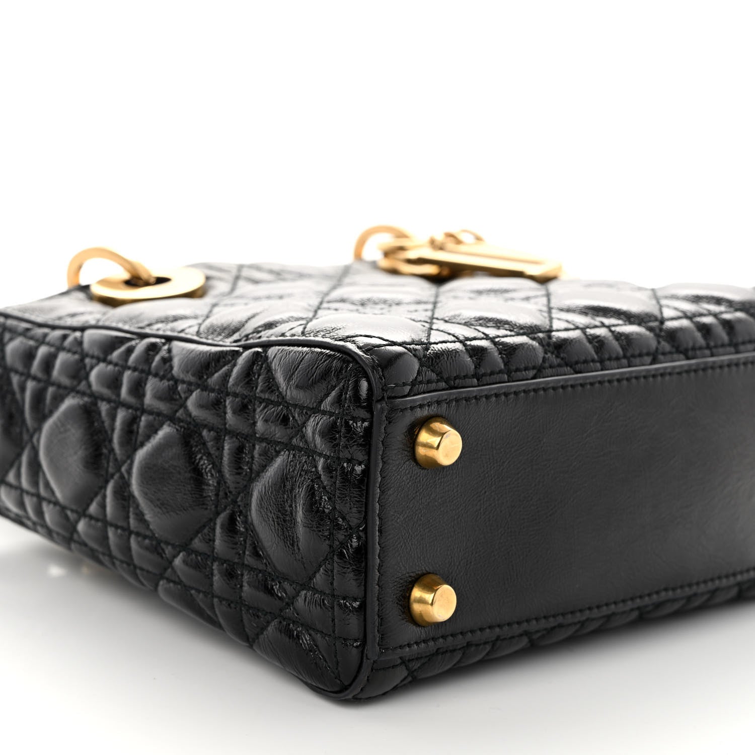 Christian Dior Crinkled Patent Cannage Small Lucky Badges My Lady Dior Black 8 of 9