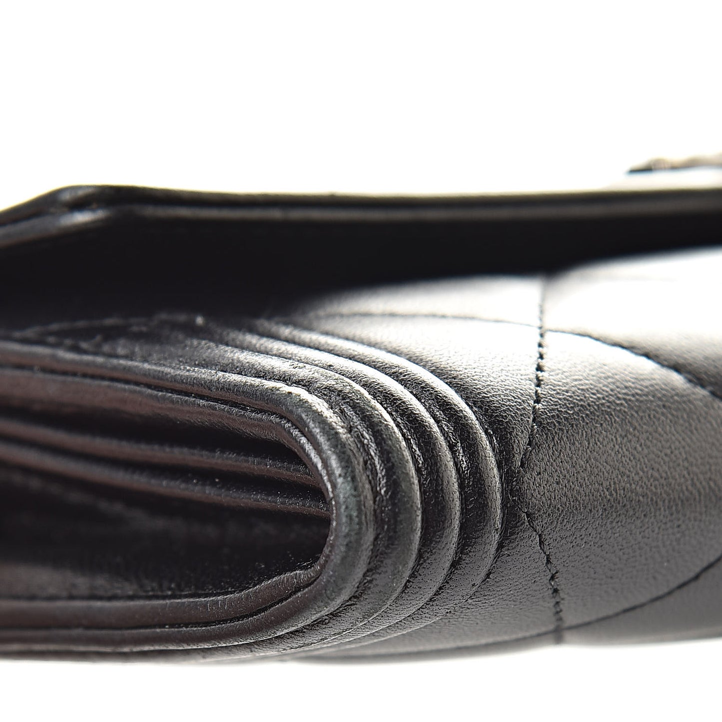 Lambskin Quilted Boy Flap Wallet Black