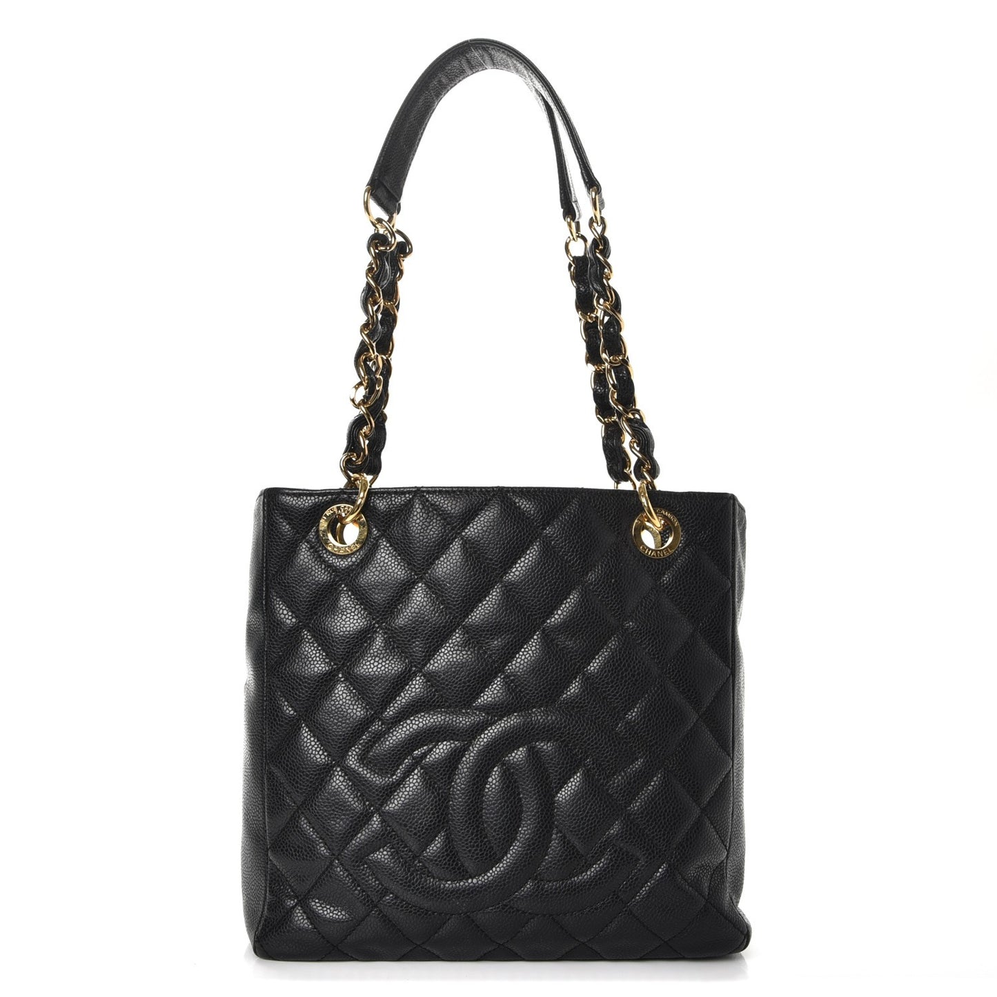 Caviar Quilted Petit Shopping Tote PST Black