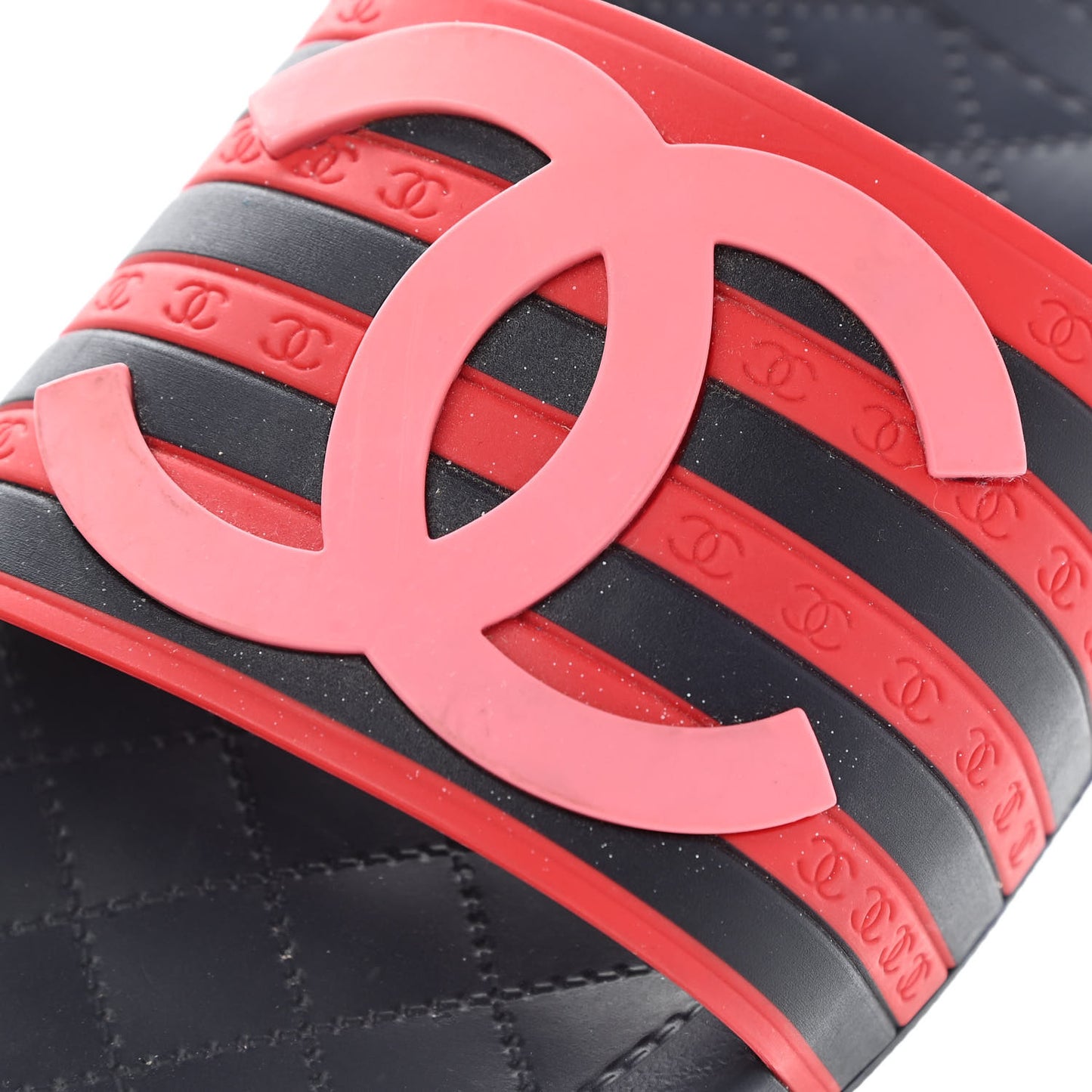 Rubber CC Flat Slide Sandals 37 Pink Red