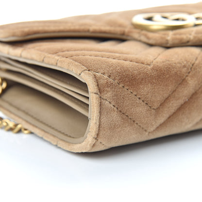 Gucci Velvet Matelasse GG Marmont Chain Wallet Taupe 9 of 14