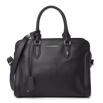 Alexander McQueen Pebbled Calfskin Small Skull Padlock Zip Around Tote Black 1 of 10