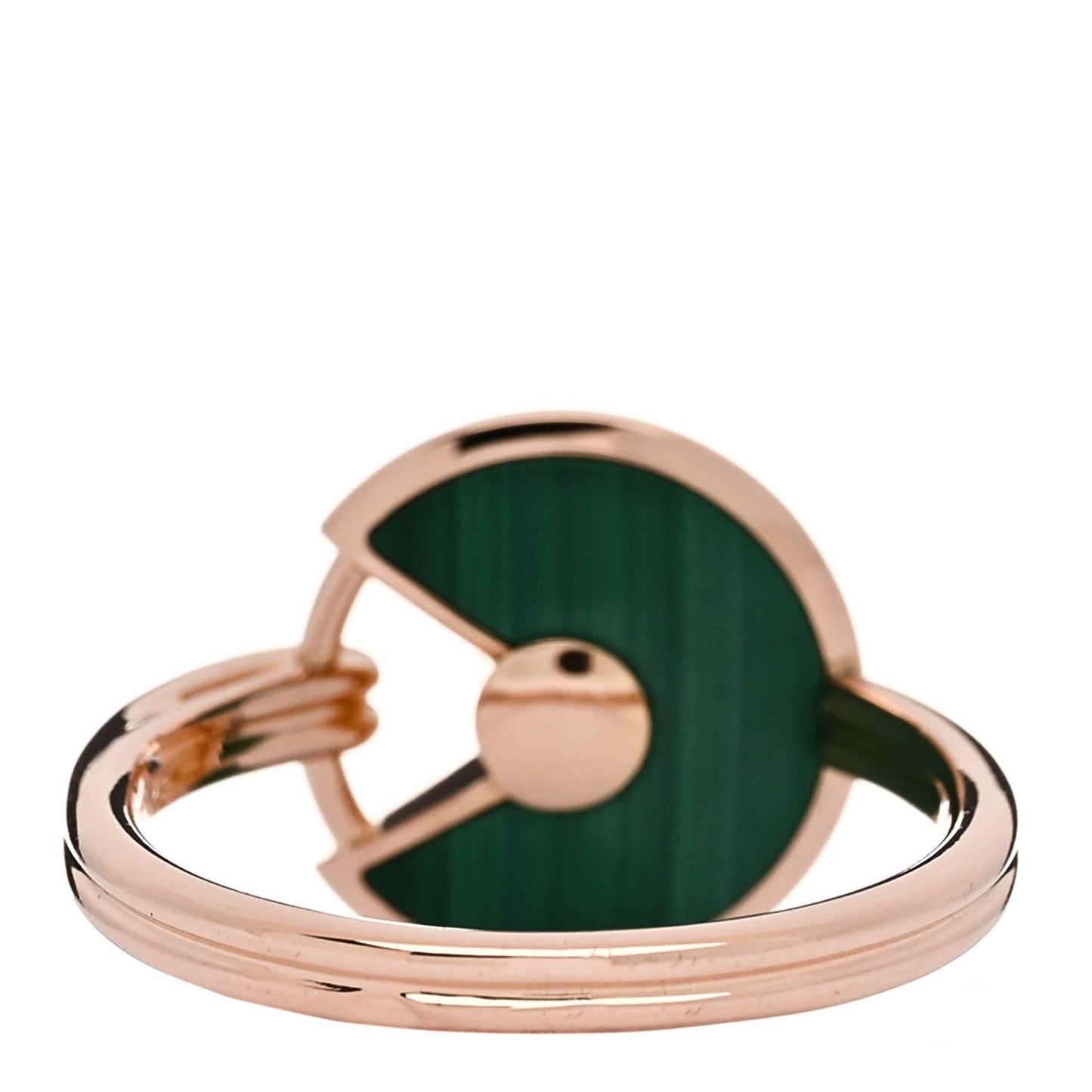18K Pink Gold Diamond Malachite XS Amulette de Cartier Ring 49 5