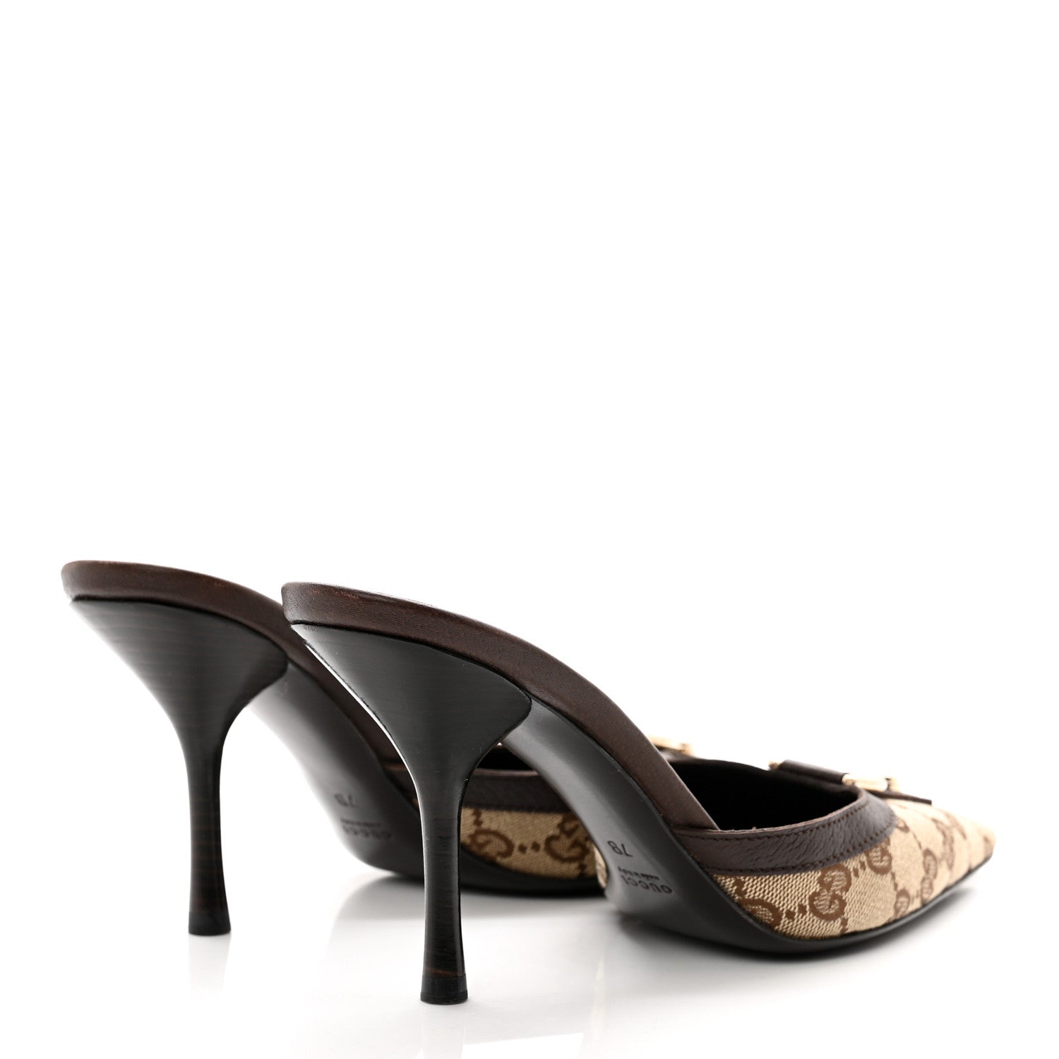 Gucci Monogram D Ring Mules 7 Brown 4 of 9