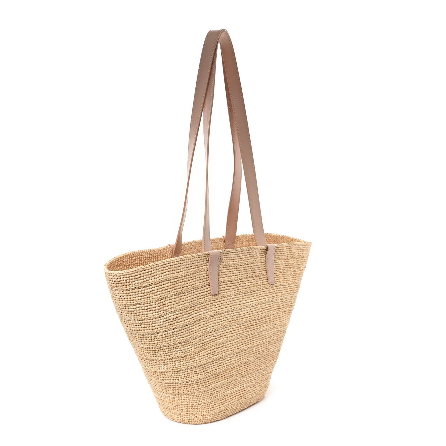 Raffia Calfskin Triomphe Medium Panier Vintage Pink