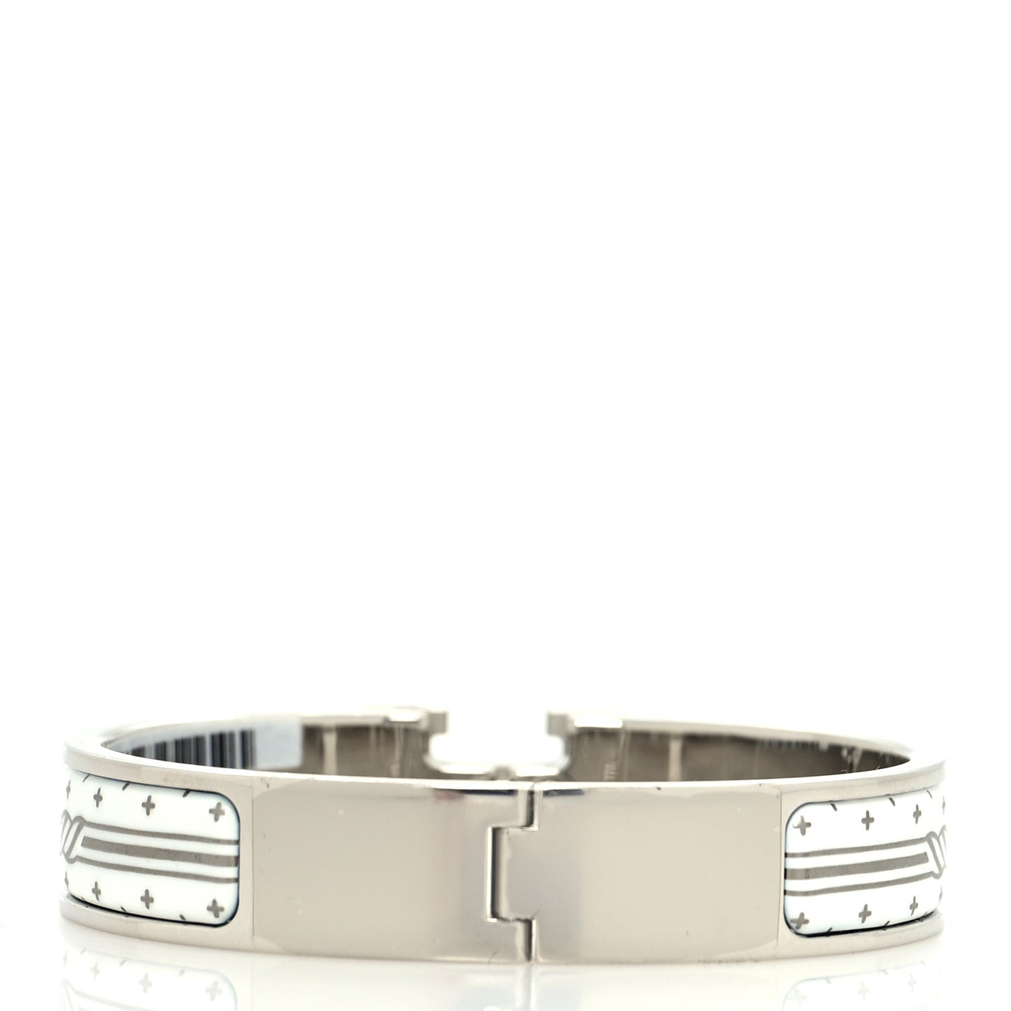 Enamel Printed Quadrige Au Fil Narrow Clic Clac H Bracelet PM White