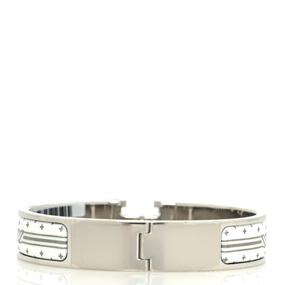 Hermes Enamel Printed Quadrige Au Fil Narrow Clic Clac H Bracelet PM White 3 of 5
