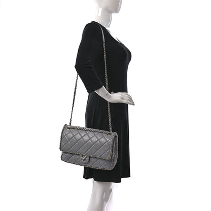 Chanel Crumpled Calfskin Large Chain All Over Flap Grey 2 of 11