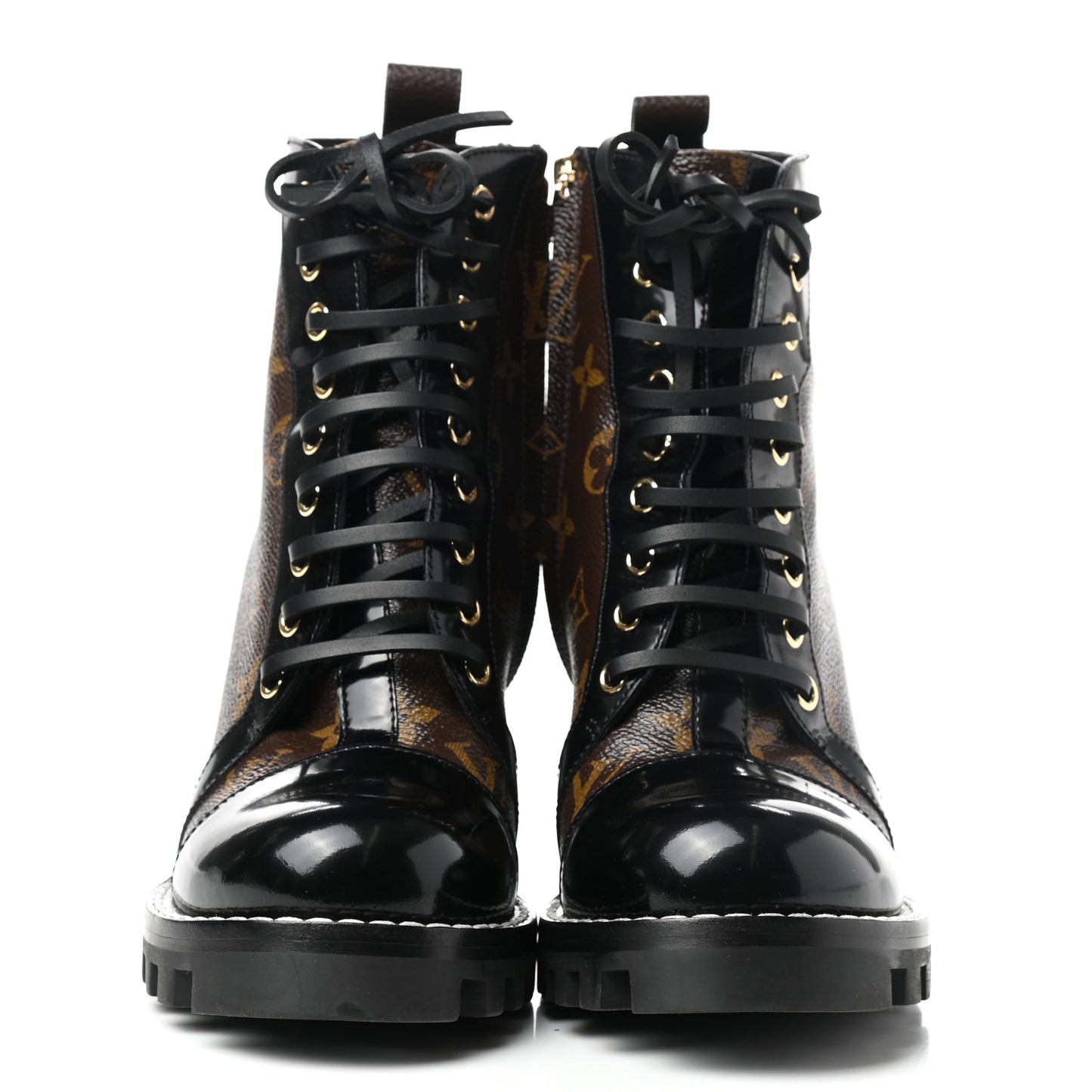 Patent Calfskin Monogram Star Trail Ankle Boots 37.5 Black