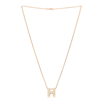 Hermes Lacquered Rose Gold Pop H Pendant Necklace White 3 of 8