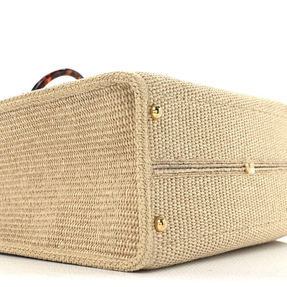 Fendi Straw Vitello King Plexiglass Woven Medium Fendi Sunshine Shopper Tote Natural Black 9 of 11