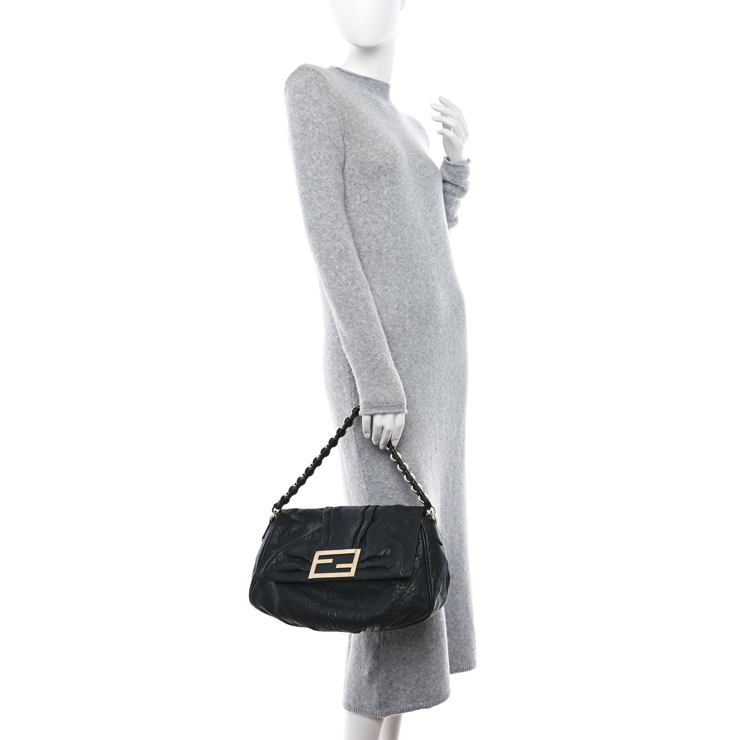 Crinkled Lambskin Mia Shoulder Flap Black