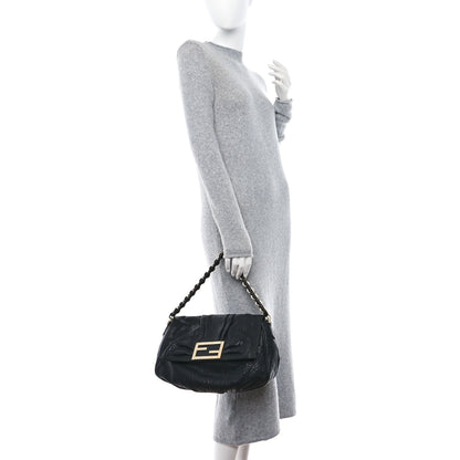 Fendi Crinkled Lambskin Mia Shoulder Flap Black 2 of 11