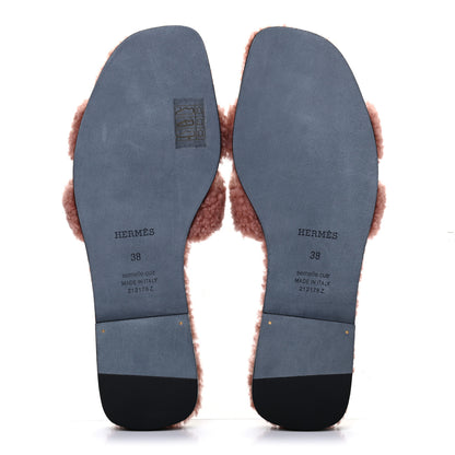 Hermes Woolskin Oran Sandals 38 Rose Aube 5 of 10