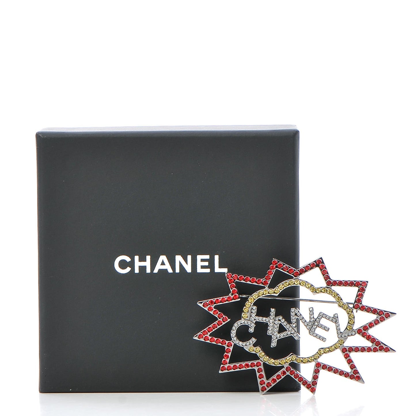 Ruthenium Crystal CC Brooch Red Yellow
