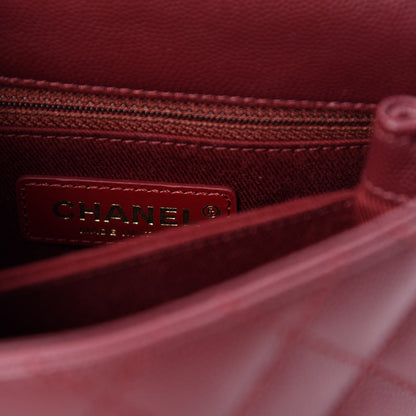 Chanel Caviar Quilted Extra Mini Coco Handle Flap Burgundy 8 of 11