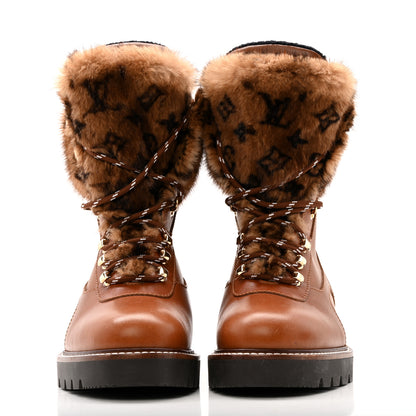 Louis Vuitton Calfskin Mink Territory Ranger Combat Boots 39.5 Cognac 3 of 12