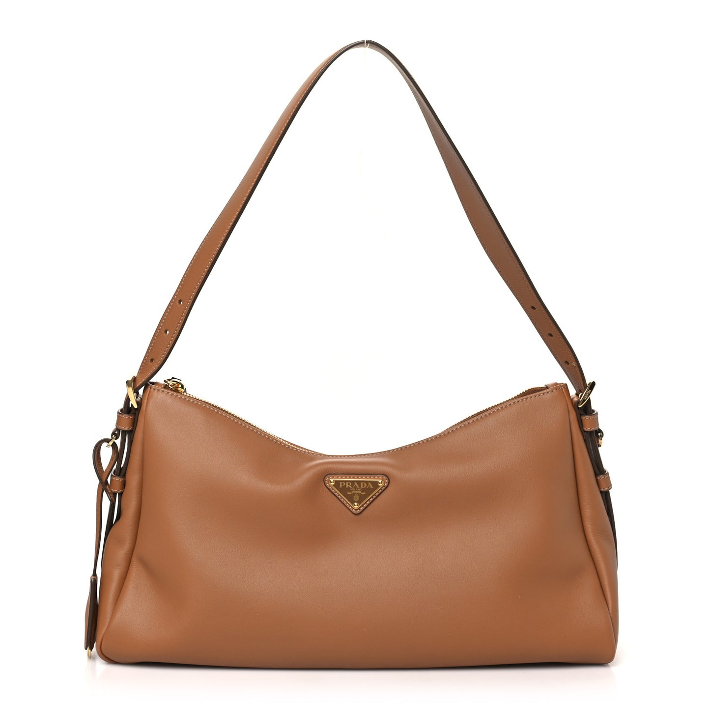 Soft Calfskin Large Aimée Shoulder Bag Caramel