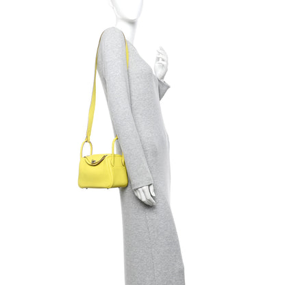 Hermes Taurillon Clemence Mini Lindy 20 Lime 2 of 12