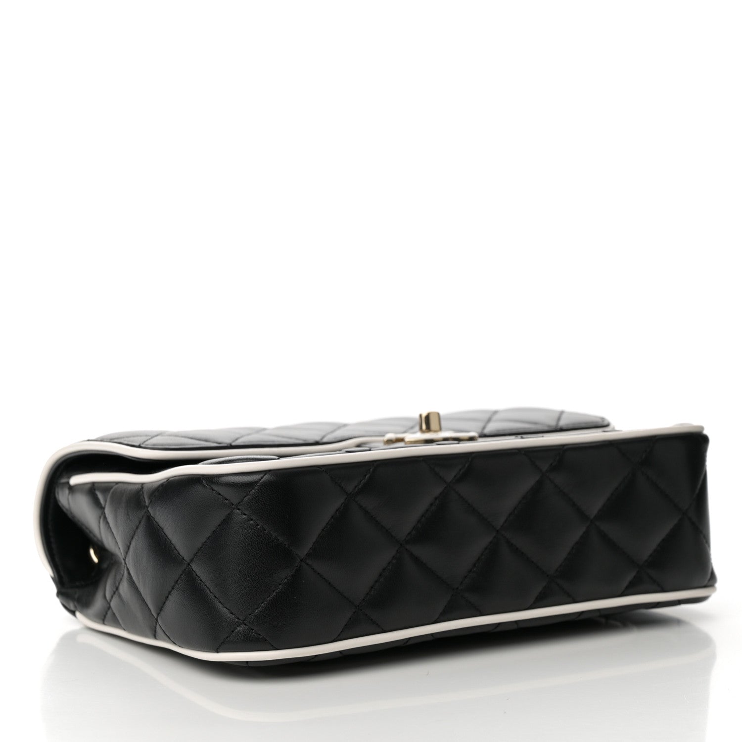 Chanel Lambskin Quilted Resin Graphic Frame Flap Bag Black White 4 of 12