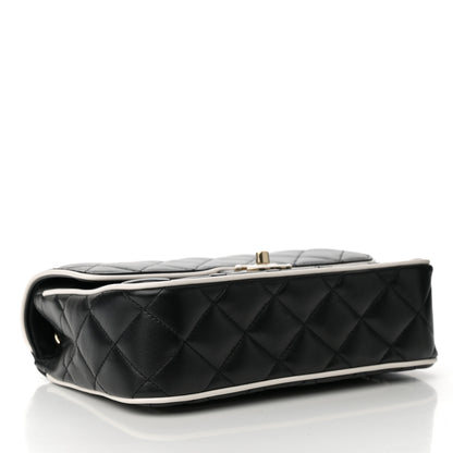 Chanel Lambskin Quilted Resin Graphic Frame Flap Bag Black White 4 of 12