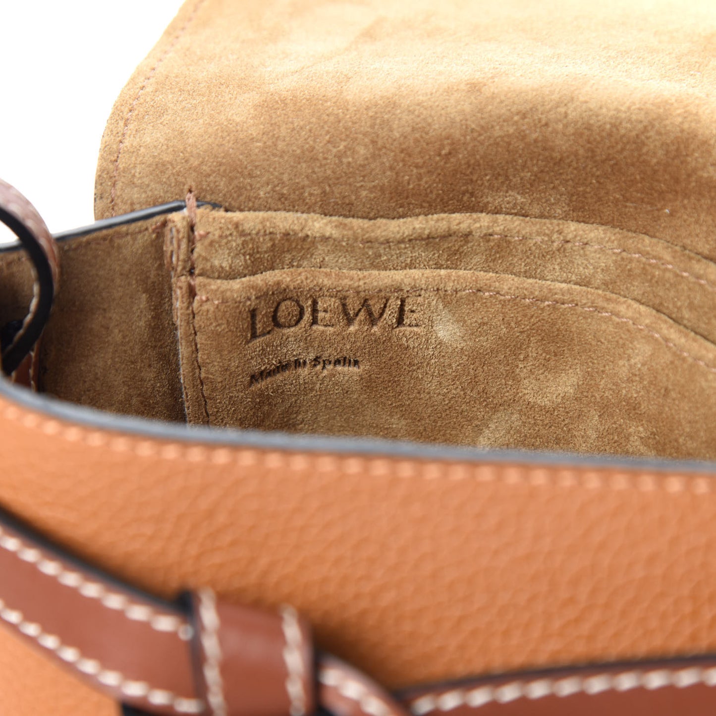 Grained Calfskin Mini Gate Crossbody Bag Caramel Pecan