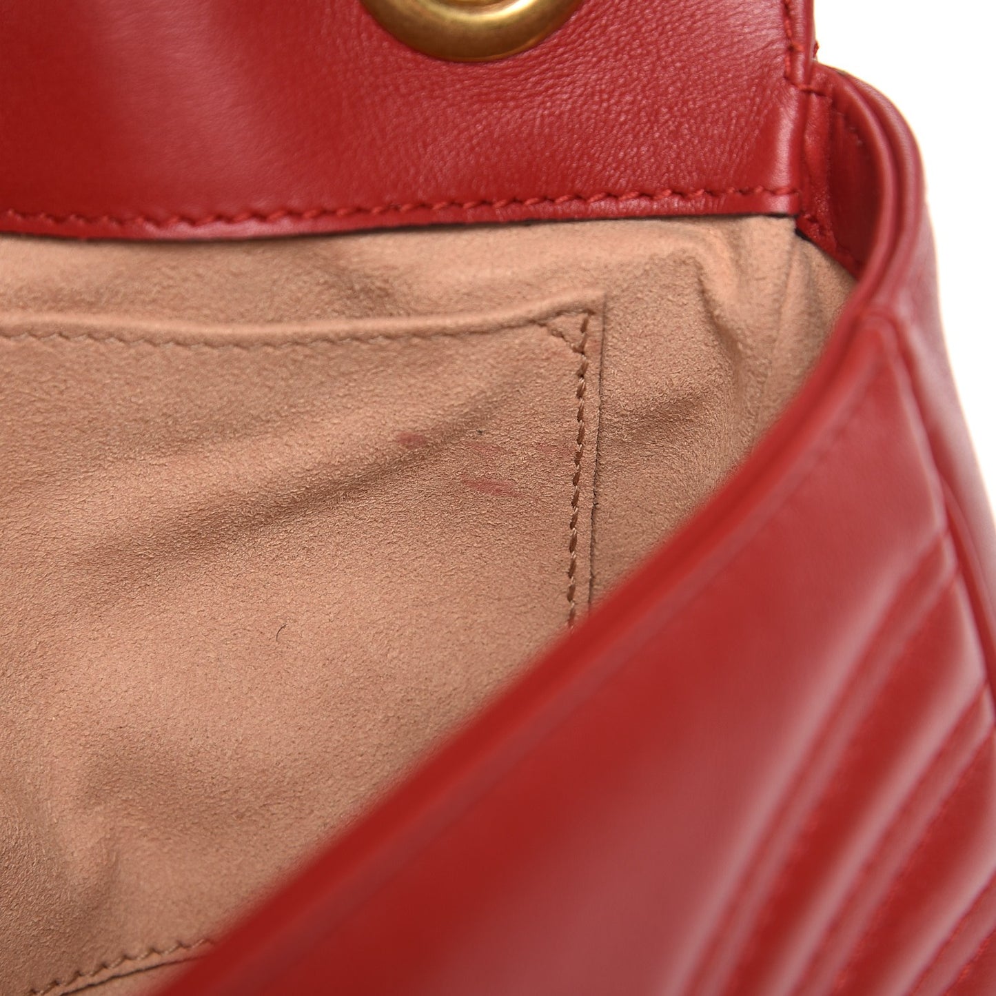 Calfskin Matelasse Mini GG Marmont Shoulder Bag Hibiscus Red