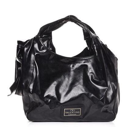 Valentino Garavani Patent Lacca Small Nuage Bow Hobo Black 1 of 13