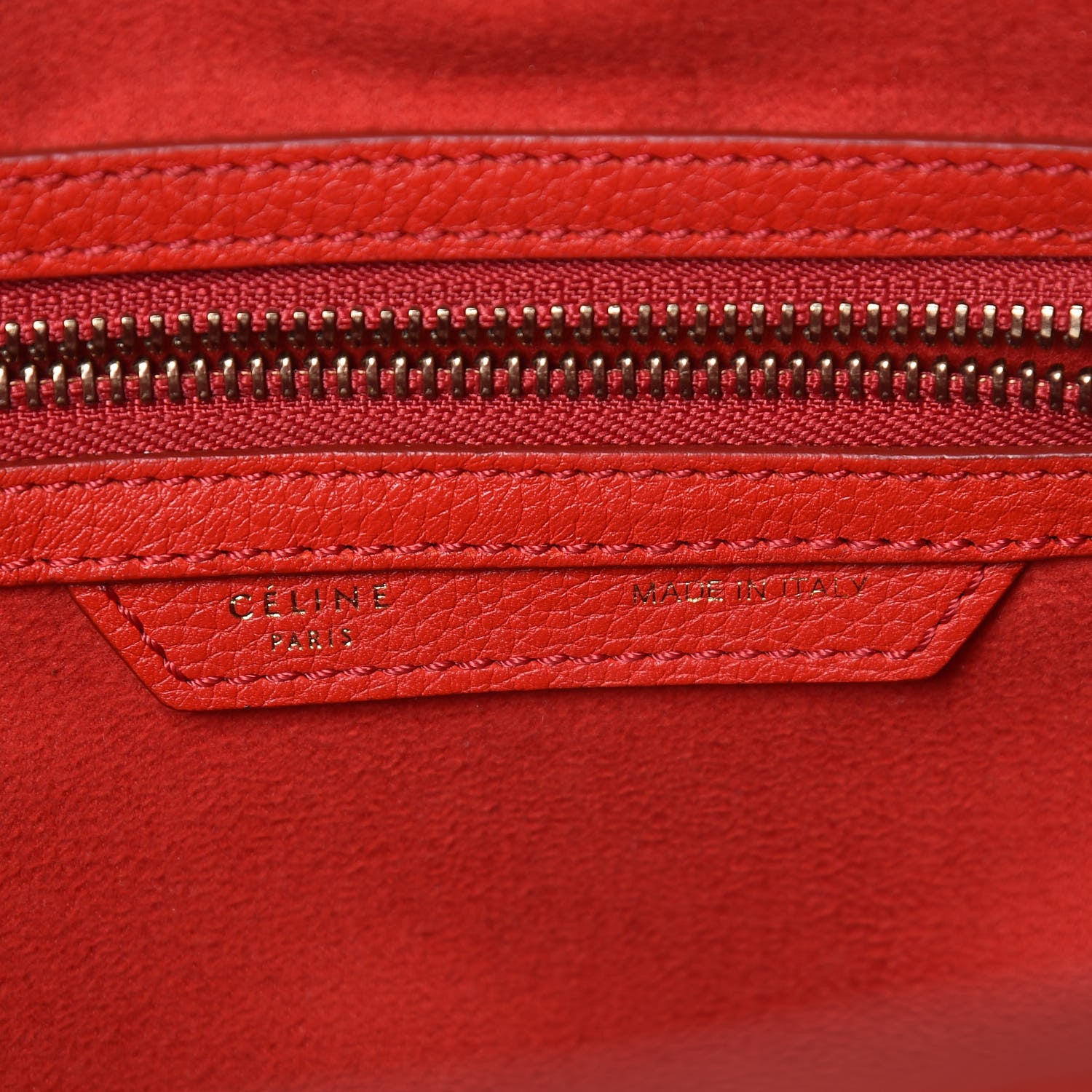 Celine Drummed Calfskin Micro Luggage Coquelicot 6 of 7