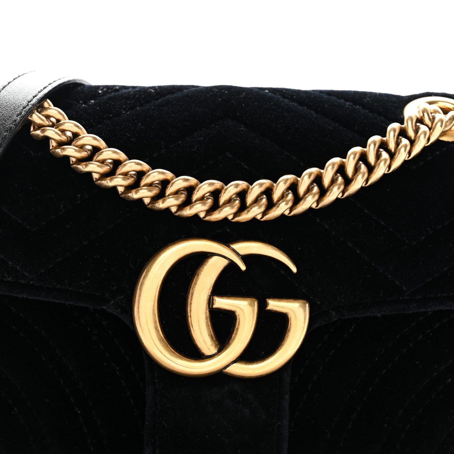 Gucci Velvet Matelasse Mini GG Marmont Shoulder Bag Black 8 of 10
