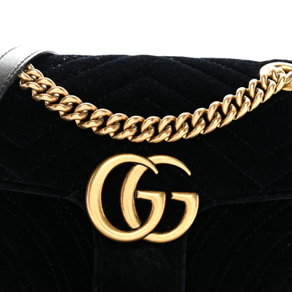 Gucci Velvet Matelasse Mini GG Marmont Shoulder Bag Black 8 of 10