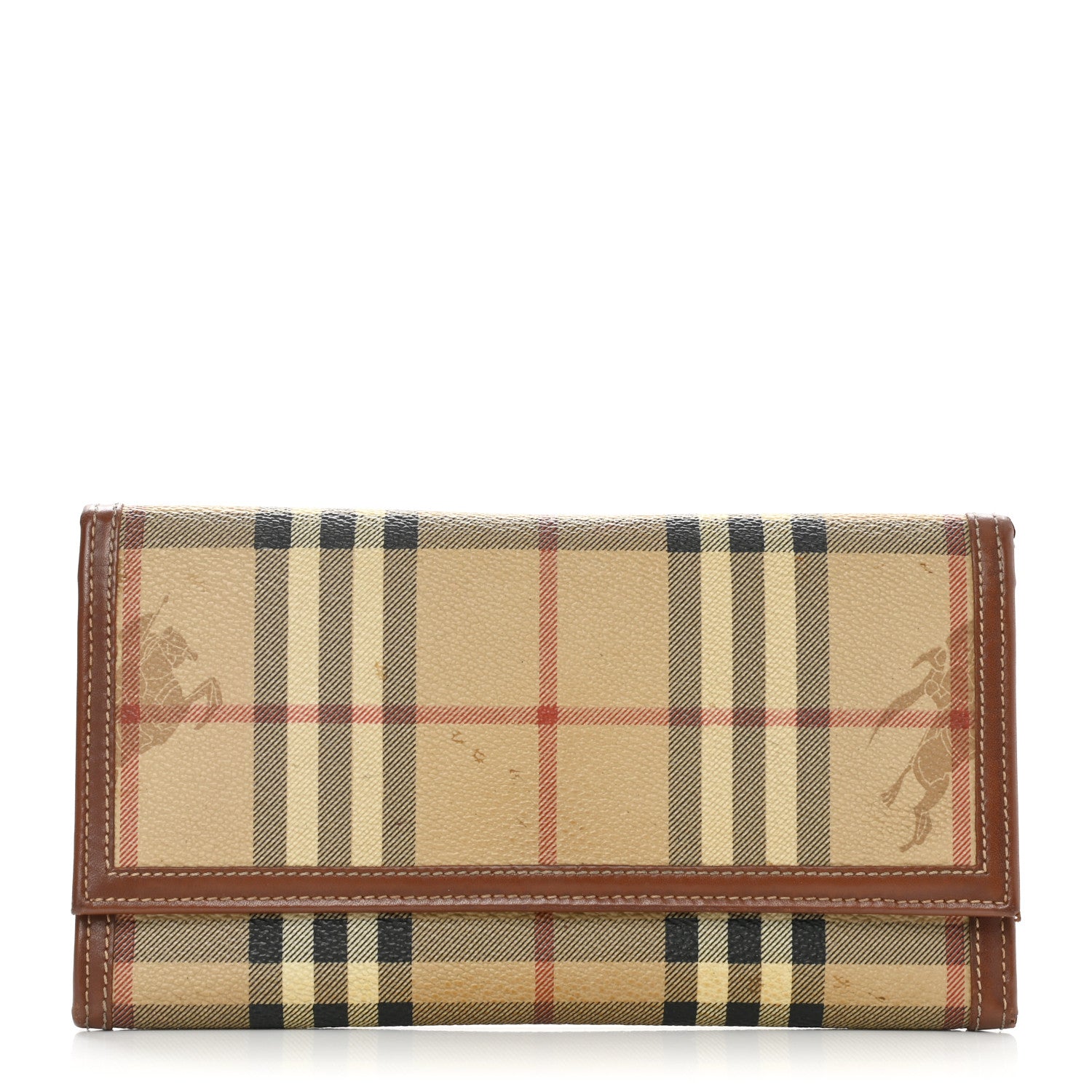 Burberry Haymarket Check Penrose Continental Wallet Tan 1 of 12
