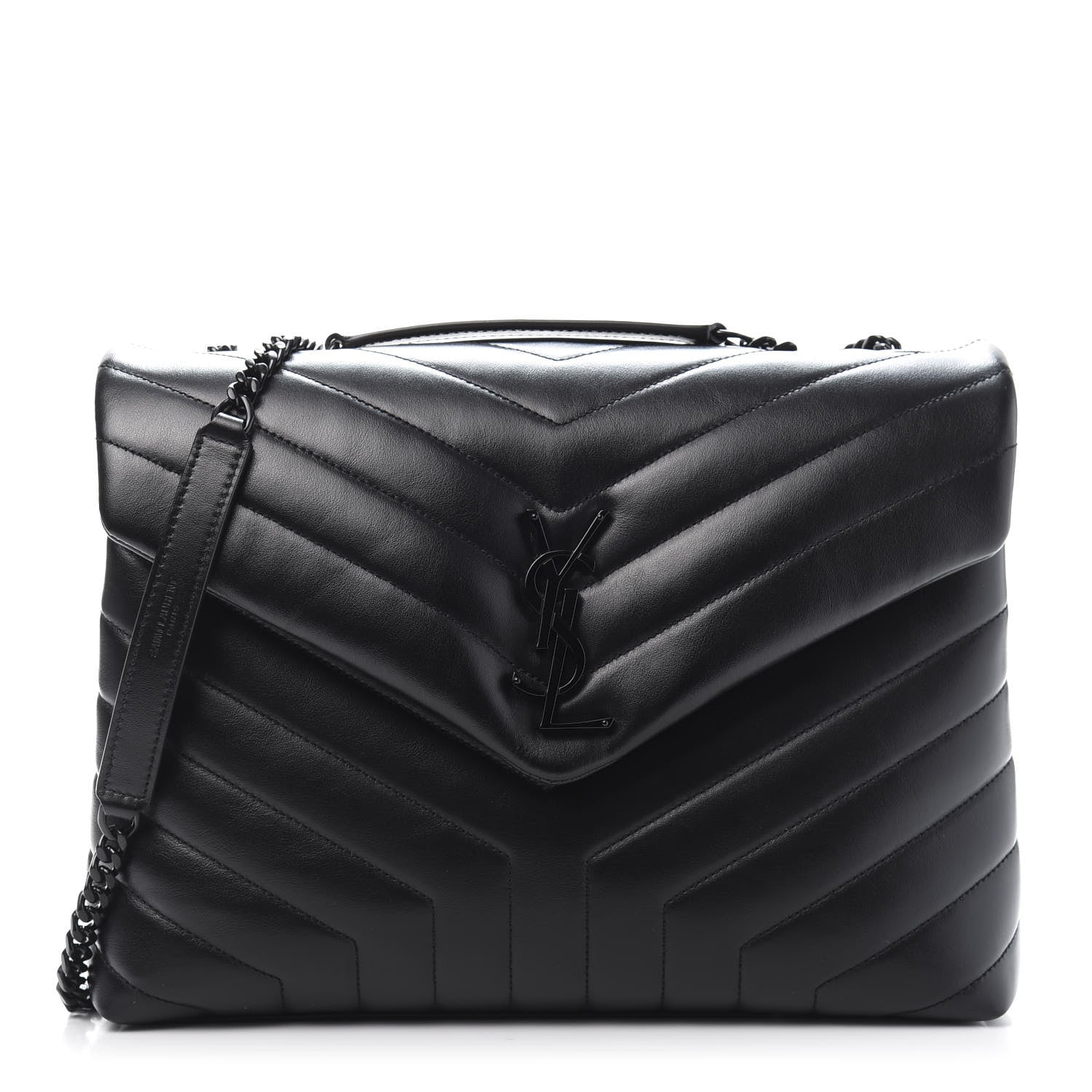 Saint Laurent Calfskin Y Quilted Monogram Medium Loulou Chain Satchel Black 1 of 12