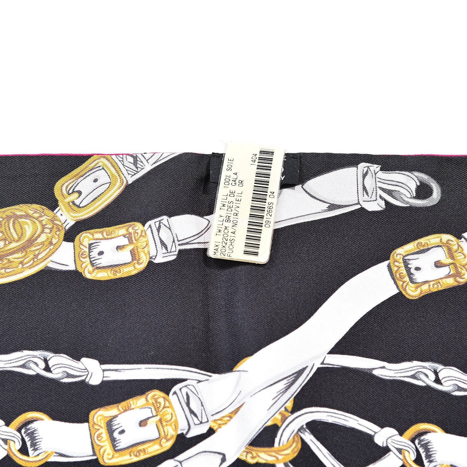 Hermes Silk Brides De Gala Maxi Twilly Fuchsia Noir Vieil Or 3 of 3