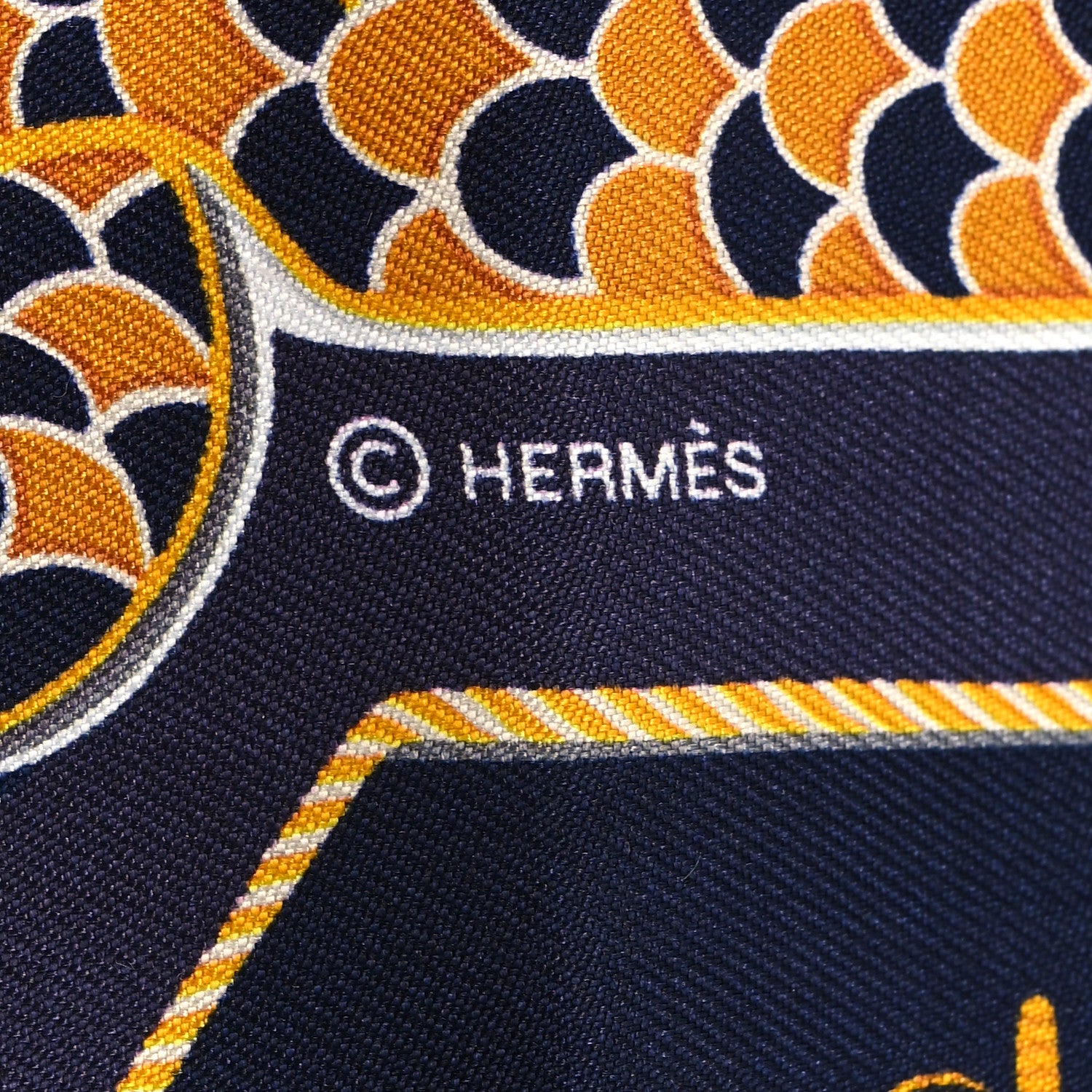 Hermes Silk Epaulettes De Gala Twilly Marine Gold White 4 of 4