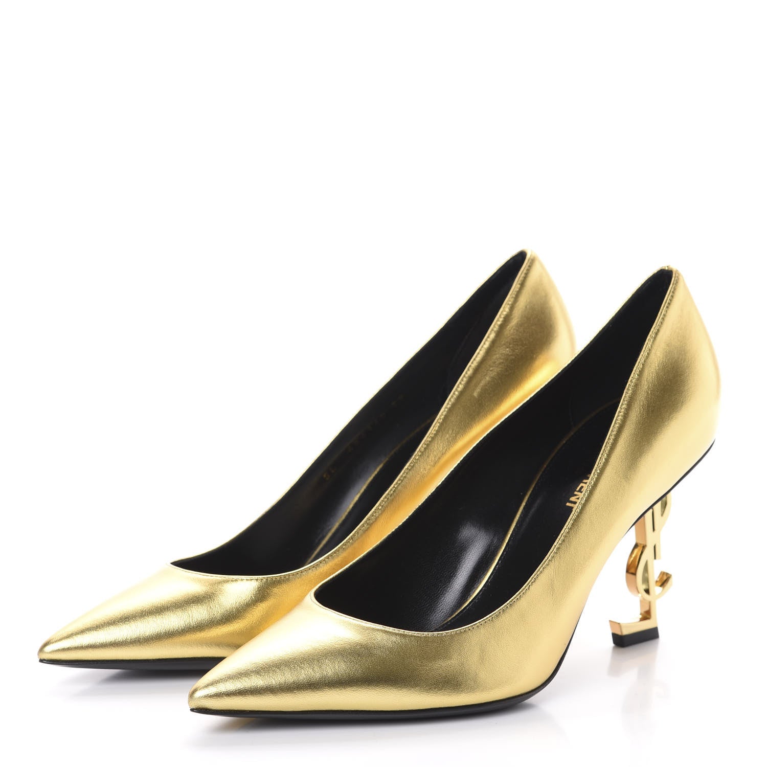 Saint Laurent Calfskin Opyum 85 Pumps 39 Gold 3 of 8