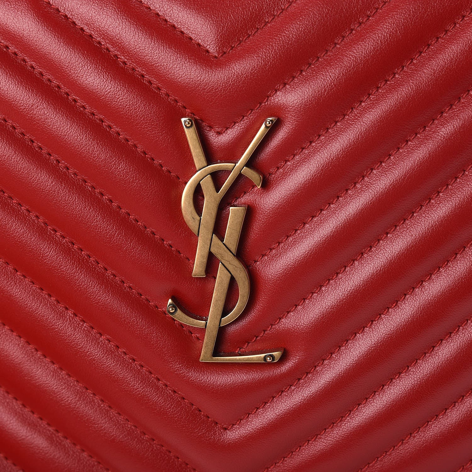 Saint Laurent Calfskin Matelasse Monogram Lou Camera Bag Red 9 of 9