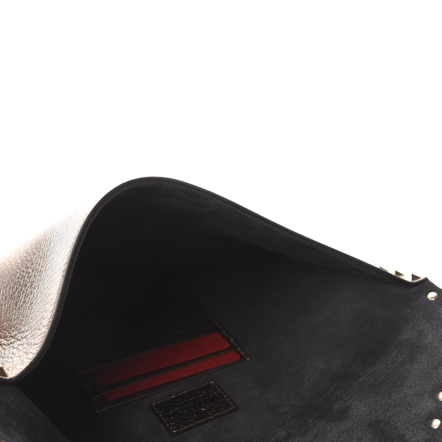 Valentino Garavani Metallic Pebbled Calfskin Large Rockstud Envelope Clutch Sasso 5 of 10