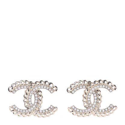 Chanel Crystal Chain CC Earrings Gold 1 of 5