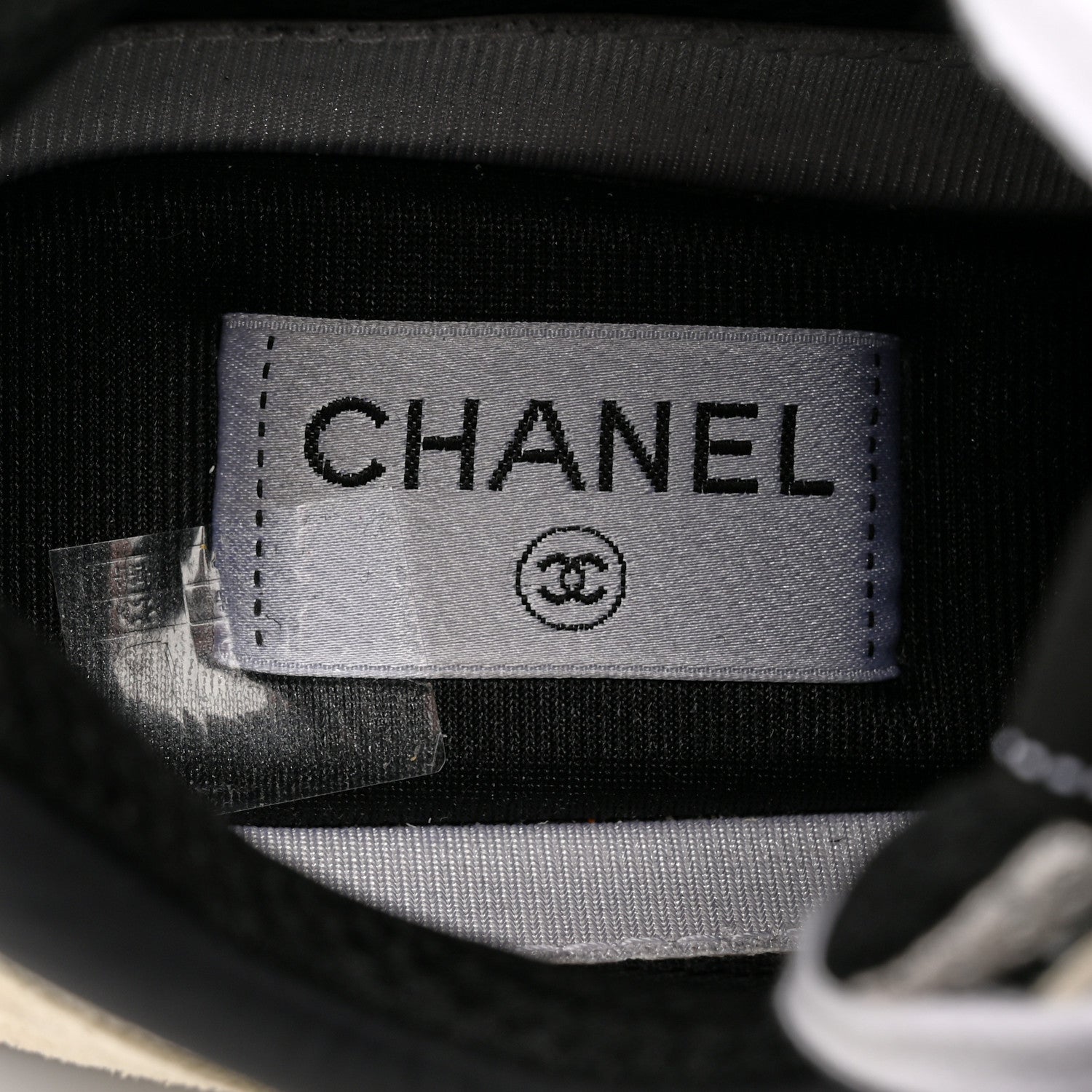 Chanel Mesh Suede Calfskin Grained Calfskin Womens CC Sneakers 39.5 White Black 7 of 16